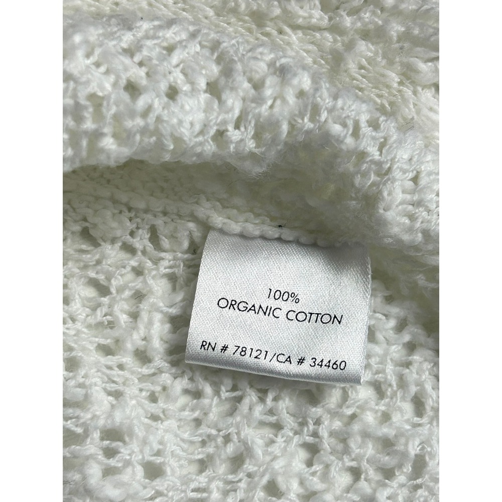 Eileen Fisher White Organic Cotton Mesh Knit Dolman Sleeve Boxy Sweater L S3FLM - Picture 5 of 10